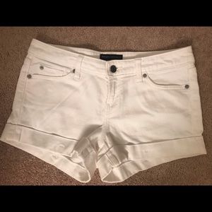 White denim short shorts.